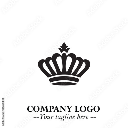 Elegant Black Crown Logo Symbol on a Clean White Background for Premium Branding Design