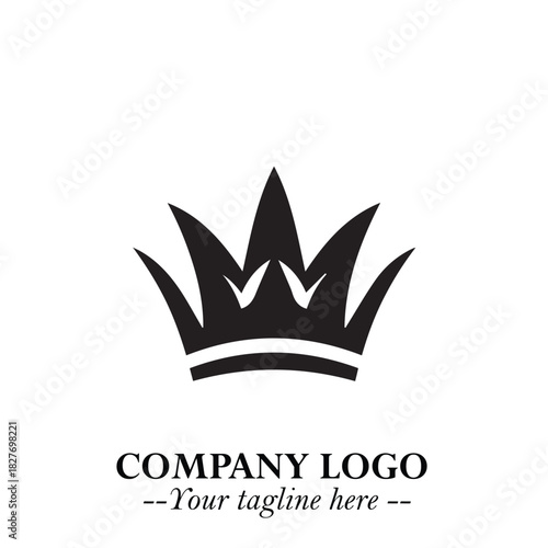 Elegant Black Crown Logo Symbol on a Clean White Background for Premium Branding Design