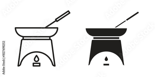 Fondue pot icons Concepts. black solid and line stroke designs for web and app use
