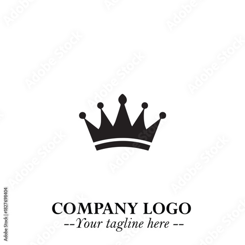 Elegant Black Crown Logo Symbol on a Clean White Background for Premium Branding Design
