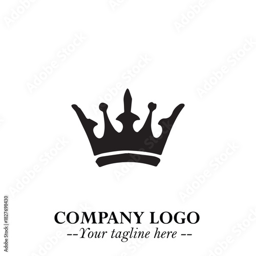 Elegant Black Crown Logo Symbol on a Clean White Background for Premium Branding Design