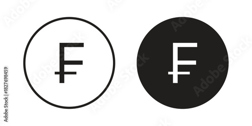 Franc sign icons Concepts. black solid and line stroke designs for web and app use