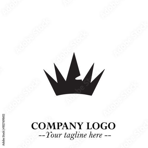 Elegant Black Crown Logo Symbol on a Clean White Background for Premium Branding Design