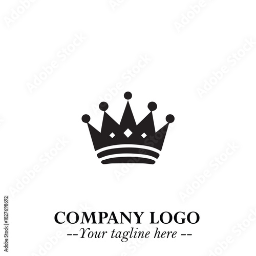 Elegant Black Crown Logo Symbol on a Clean White Background for Premium Branding Design