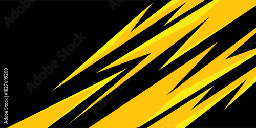 Abstract dynamic yellow and black speed stripes racing background for car decal