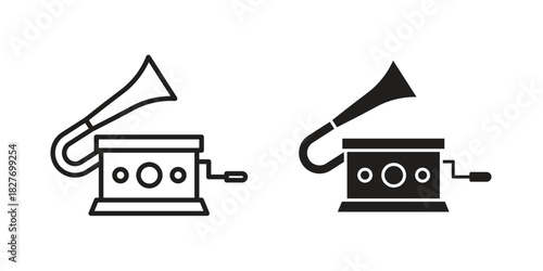 Gramophone icons Concepts. black solid and line stroke designs for web and app use