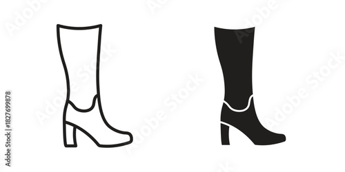 Heeled Boot icons Concepts. black solid and line stroke designs for web and app use