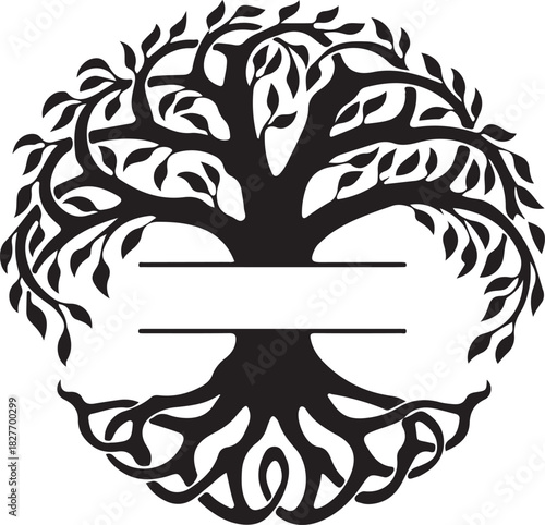 Print tree of life monogram isolated on, family tree symbol