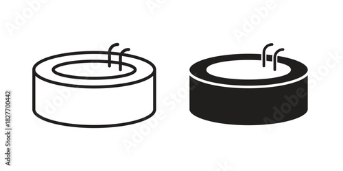 Hot tub icons Concepts. black solid and line stroke designs for web and app use