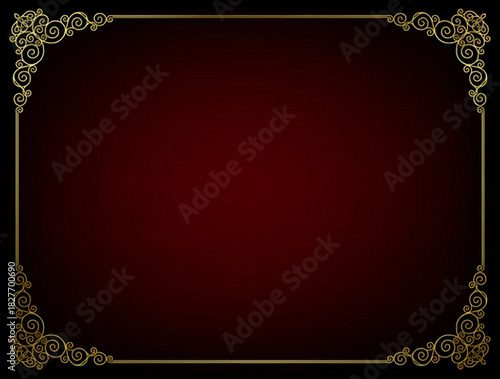 Gold photo frames with corner thailand line floral for picture, Vector frame design decoration pattern style