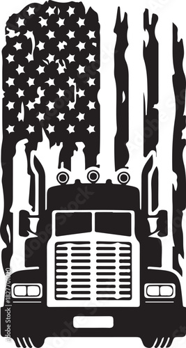 Print american flag truck isolated on, patriotic semi truck design