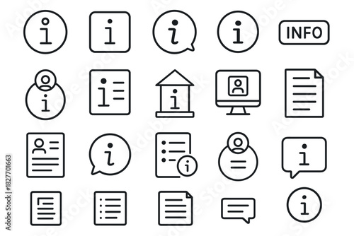 Information icon set featuring various styles and formats