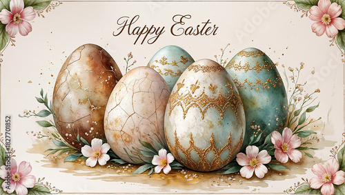 Vintage Watercolor Easter Card