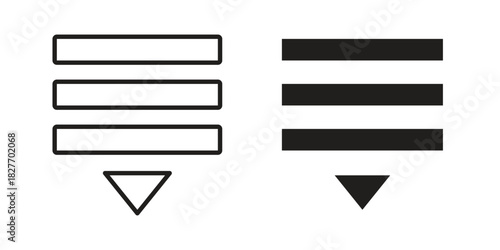 List dropdown icons Concepts. black solid and line stroke designs for web and app use