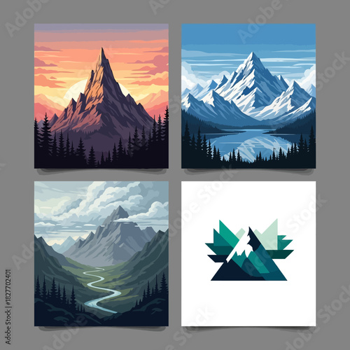 Majestic Mountainscapes - A Collection of Vector Art.