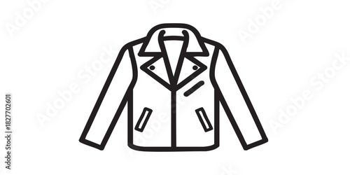 Leather jacket with sleeves and pockets thin line icon, autumn clothing concept. Vector graphics. Vest for men, clothes sign on white background, style icon mobile or web design