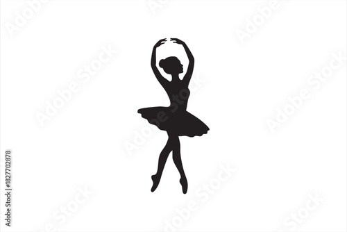 Ballet silhouette of a poised dancer for creative movement graphics