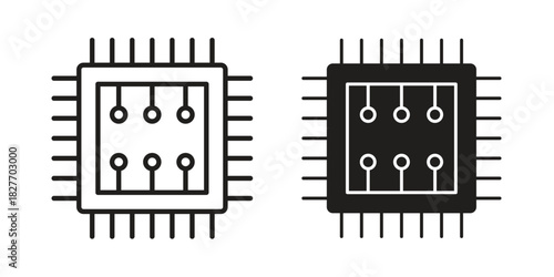 Microchip icons Concepts. black solid and line stroke designs for web and app use