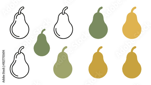 Pear Fruit Vector Illustration | Fresh Green Pear Icon Design