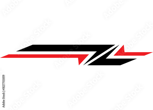 Sport vector red and black pattern for car body, boat, sportswear, toy. Striped racing design element. Decorative stripe with place for text