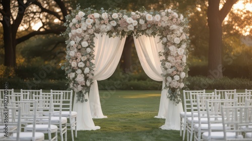 Elegant Wedding Day Background, Romantic Outdoor Ceremony Decor
