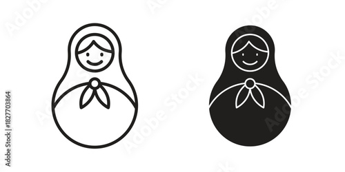 Nesting dolls icons Concepts. black solid and line stroke designs for web and app use