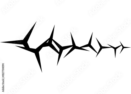 Vector pattern. A strip of sharp black spikes on a white background. Design element for car body, web design, cover, advertising