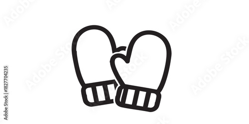 Gloves thin line icon, autumn clothing concept. Vector graphics. Pair of warm knitted mittens for hands, clothes sign on white background, style icon mobile or web desig