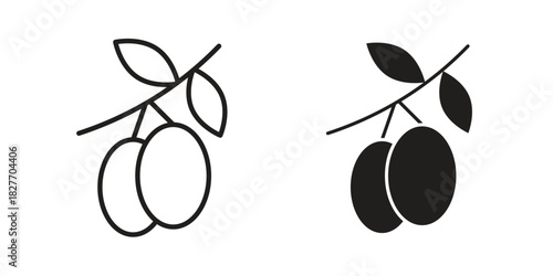 Olive icons Concepts. black solid and line stroke designs for web and app use