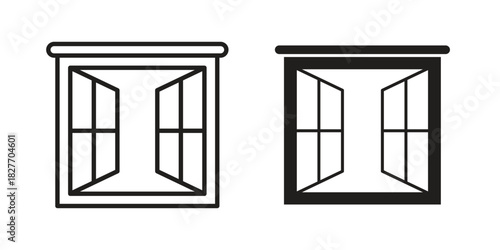Open window icons Concepts. black solid and line stroke designs for web and app use