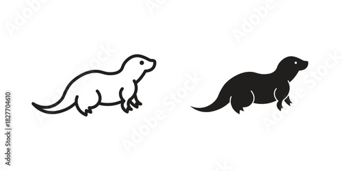 Otter icons Concepts. black solid and line stroke designs for web and app use