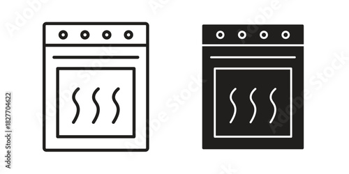 Oven icons Concepts. black solid and line stroke designs for web and app use