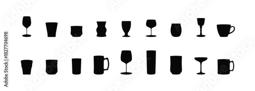 Tea Icon Set. Tea Preparation silhouette icon set. kettle, strainer, glass jar, measuring spoon, infuser, teapot, herbs, cup