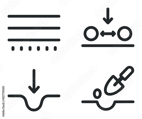 Basic ui icons: text alignment, contact, download, gardening tools
