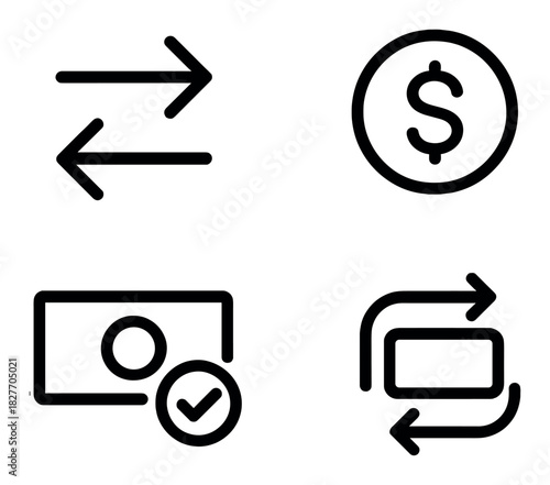 Finance icons: money, currency, exchange, transactions, interactions