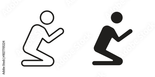 Person Praying icons Concepts. black solid and line stroke designs for web and app use