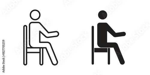 Person seat icons Concepts. black solid and line stroke designs for web and app use