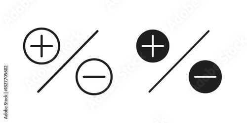 Plus minus icons Concepts. black solid and line stroke designs for web and app use