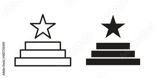 Podium star icons Concepts. black solid and line stroke designs for web and app use