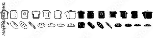 Bread icon vector set. Loaf illustration sign collection. baked goods symbol. bakehouse Logo. Breads web icons.