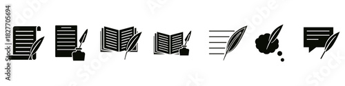 Writing icon set. History illustration sign collection. Mail symbol or logo.