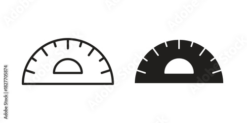 Protractor icons Concepts. black solid and line stroke designs for web and app use