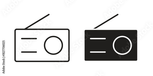 Radio icons Concepts. black solid and line stroke designs for web and app use