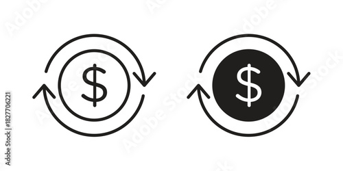 Refund icons Concepts. black solid and line stroke designs for web and app use