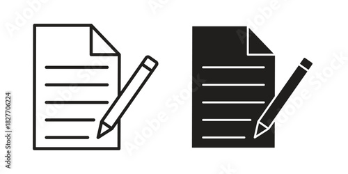 Registration paper icons Concepts. black solid and line stroke designs for web and app use