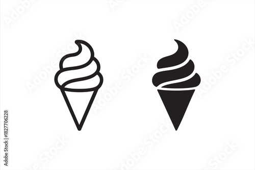 Dual-style ice cream icons for digital menus and delivery platforms