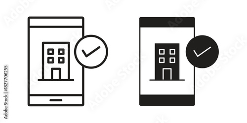 Reservation smartphone icons Concepts. black solid and line stroke designs for web and app use