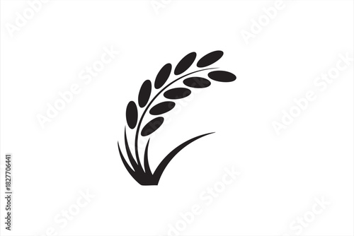 Wheat ear silhouette icon for agriculture graphics and farm branding