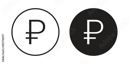 Ruble icons Concepts. black solid and line stroke designs for web and app use