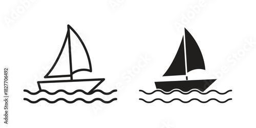 Sailboat icons Concepts. black solid and line stroke designs for web and app use